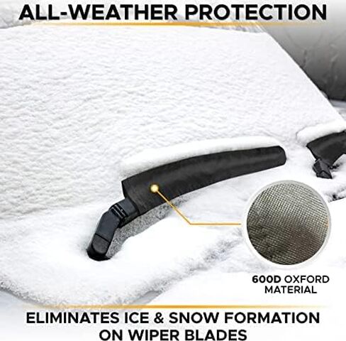 EcoNour Windshield Snow Cover for Ice and Snow with Wiper Blade Cover (8-Pack) | Heavy-Duty 600D Oxford Fabric for Winter Weather | Fits Most Cars, SUVs, Vans, and Trucks in Saudi Arabia