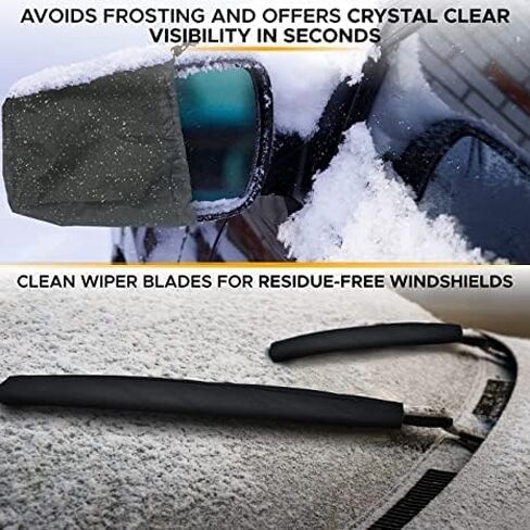EcoNour Windshield Snow Cover for Ice and Snow with Wiper Blade Cover (8-Pack) | Heavy-Duty 600D Oxford Fabric for Winter Weather | Fits Most Cars, SUVs, Vans, and Trucks in Saudi Arabia
