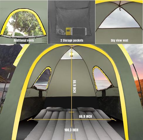 YELLOW JACKET Truck Bed Tent 6.5 ft, PU2000mm Waterproof Double Layer Pickup Truck Tent for Camping with Rainfly and Bag Portable Truck Tent for 2 Person in Saudi Arabia