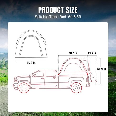YELLOW JACKET Truck Bed Tent 6.5 ft, PU2000mm Waterproof Double Layer Pickup Truck Tent for Camping with Rainfly and Bag Portable Truck Tent for 2 Person in Saudi Arabia