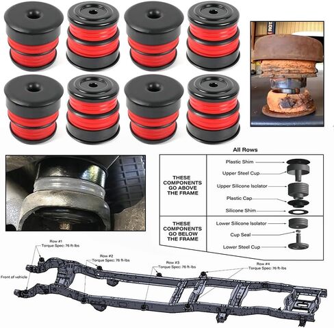Silicone Body Mount Bushings Kit for 2008-2016 Ford F250 F350 Super Duty Accessories,Silicone F250 Body Mount Bushings Outlast,No Bumps and No Noise Than The Original in Kuwait