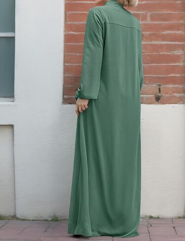 Womens Abaya Muslim Long Sleeve Front Zipper Dress Prayer Islamic Clothes with Pockets in Kuwait