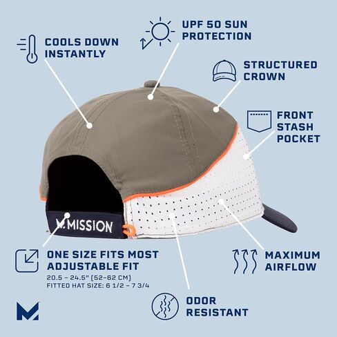 Mission Cooling Summit Hat - Unisex Baseball Cap - Lightweight & Adjustable - Cools Up to 2 Hours - UPF 50 Sun Protection in Saudi Arabia