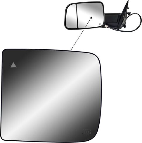 Replacement Driver Left Side Door Towing Mirror Main Big Glass Flat Heated with Back Plate and BLIS for RAM 1500 2500 3500 from 2010 to 2024 in Kuwait