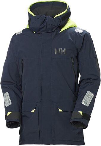 سترات Helly-Hansen Skagen المقاومة للماء للرجال تتميز بنسيج إبحار مقاوم للرياح وغطاء رأس أصفر نيون قابل للتعبئة، GOLD RUSH - متوسط in Saudi Arabia