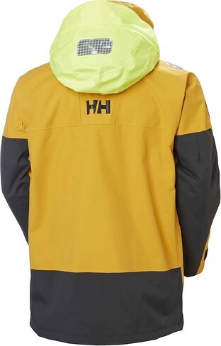 سترات Helly-Hansen Skagen المقاومة للماء للرجال تتميز بنسيج إبحار مقاوم للرياح وغطاء رأس أصفر نيون قابل للتعبئة، GOLD RUSH - متوسط in Saudi Arabia
