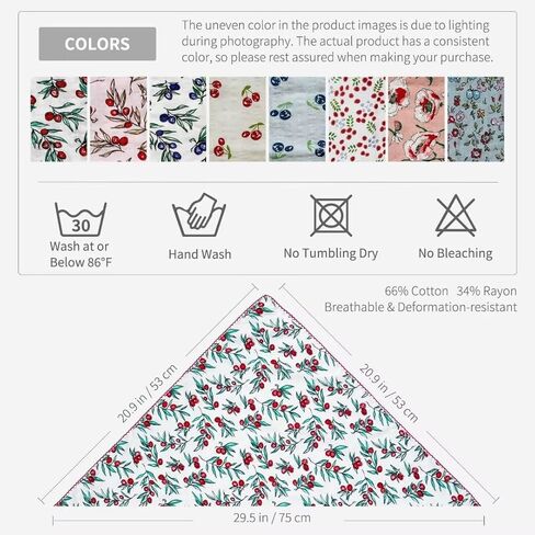 Cotton Bandana for Women, 21''x21'' Super Soft Fabric, Multi-Use Large Handkerchief & Furoshiki Wrapping Cloth in Kuwait