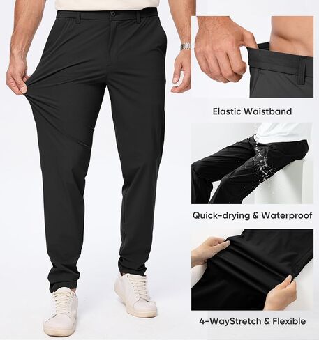 JMIERR Men's Casual Elastic Waist Pants Water Resistant Quick-Dry Lightweight Outdoor Pant with Zipper Pockets in Saudi Arabia