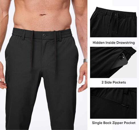 JMIERR Men's Casual Elastic Waist Pants Water Resistant Quick-Dry Lightweight Outdoor Pant with Zipper Pockets in Saudi Arabia