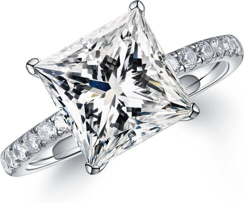 MOOSEA 1.5ct Princess Cut Moissanite Engagement Rings for Women, Brilliant D Color VVS1 Clarity Lab Created Diamond Wedding Rings 14K White Gold Vermeil V Setting Moissanite Rings in Saudi Arabia