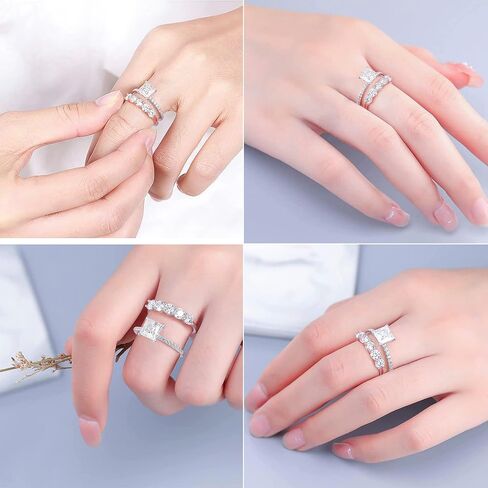 MOOSEA 1.5ct Princess Cut Moissanite Engagement Rings for Women, Brilliant D Color VVS1 Clarity Lab Created Diamond Wedding Rings 14K White Gold Vermeil V Setting Moissanite Rings in Saudi Arabia