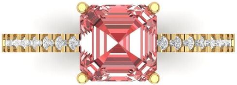 2.7 ct Cushion Cut Natural Garnet 14k Yellow Gold Solitaire with Accents Wedding Engagement Bridal Promise Ring in Saudi Arabia