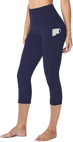HLTPRO Leggings with Pockets for Women(Reg & Plus Size) - High Waist Tummy Control Yoga Capri Pants with Pockets for Workout in Saudi Arabia