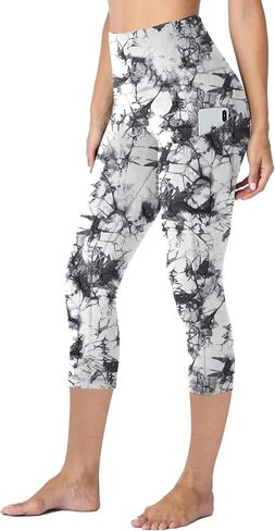 HLTPRO Leggings with Pockets for Women(Reg & Plus Size) - High Waist Tummy Control Yoga Capri Pants with Pockets for Workout in Saudi Arabia
