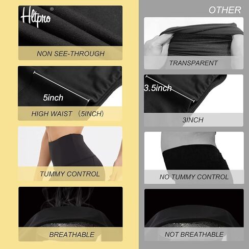 HLTPRO Leggings with Pockets for Women(Reg & Plus Size) - High Waist Tummy Control Yoga Capri Pants with Pockets for Workout in Saudi Arabia