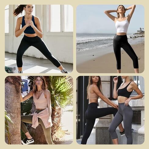HLTPRO Leggings with Pockets for Women(Reg & Plus Size) - High Waist Tummy Control Yoga Capri Pants with Pockets for Workout in Saudi Arabia
