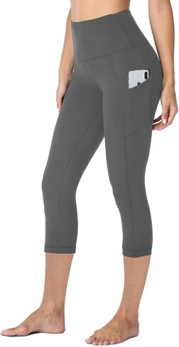 HLTPRO Leggings with Pockets for Women(Reg & Plus Size) - High Waist Tummy Control Yoga Capri Pants with Pockets for Workout in Saudi Arabia