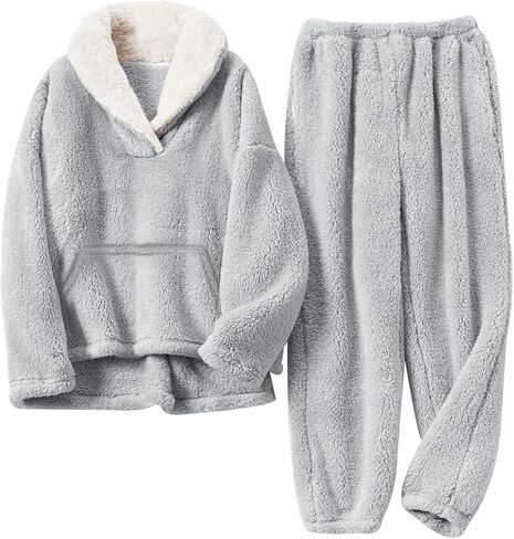 Gihuo الفتيات السراويل الصوف مجموعات غامض 2 قطعة ملابس التلبيب الياقة البلوز البلوز مجموعة Sweatsuit 5-12Y in Kuwait