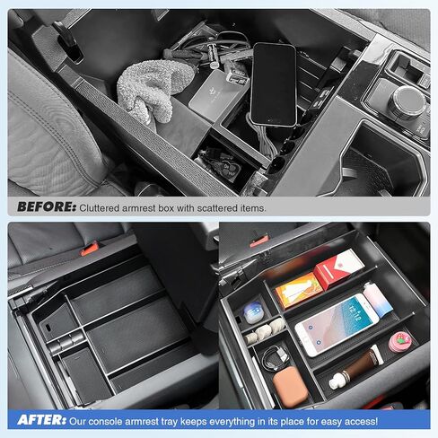 1797 Center Console Organizer fit for Ford F150 F-150 Accessories 2021 2022 2023 2024 2025 Raptor Interior Armrest Box Storage Tray Black in Kuwait