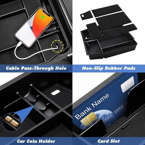 1797 Center Console Organizer fit for Ford F150 F-150 Accessories 2021 2022 2023 2024 2025 Raptor Interior Armrest Box Storage Tray Black in Kuwait