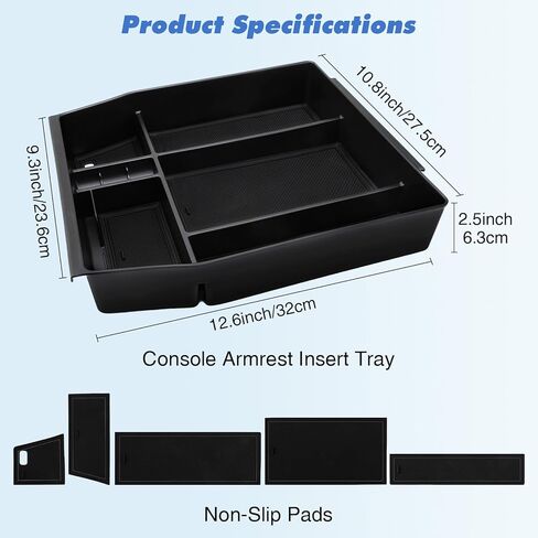 1797 Center Console Organizer fit for Ford F150 F-150 Accessories 2021 2022 2023 2024 2025 Raptor Interior Armrest Box Storage Tray Black in Kuwait