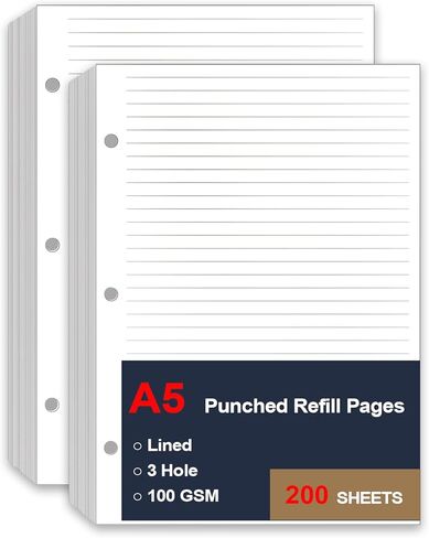 (2 Pack) 9 Disc Lined Refills for Happy Planner, Classic Size Discbound Lined Refill Paper, Loose-leaf Discbound Inserts, 200Sheets / 400Pages, 100gsm Paper, 7x9.25 Inch in Saudi Arabia