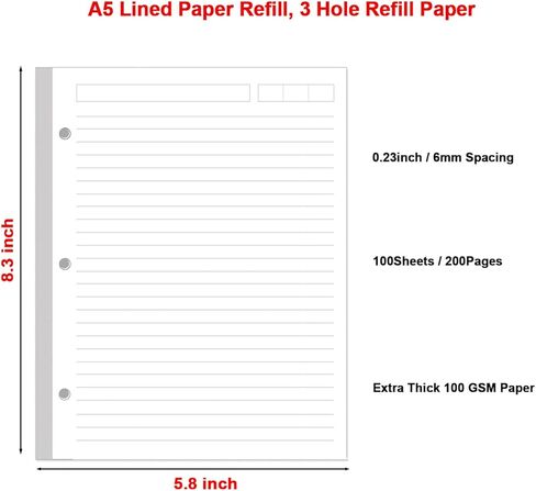 (2 Pack) 9 Disc Lined Refills for Happy Planner, Classic Size Discbound Lined Refill Paper, Loose-leaf Discbound Inserts, 200Sheets / 400Pages, 100gsm Paper, 7x9.25 Inch in Saudi Arabia