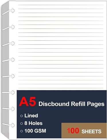 (2 Pack) 9 Disc Lined Refills for Happy Planner, Classic Size Discbound Lined Refill Paper, Loose-leaf Discbound Inserts, 200Sheets / 400Pages, 100gsm Paper, 7x9.25 Inch in Saudi Arabia