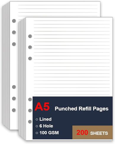 (2 Pack) 9 Disc Lined Refills for Happy Planner, Classic Size Discbound Lined Refill Paper, Loose-leaf Discbound Inserts, 200Sheets / 400Pages, 100gsm Paper, 7x9.25 Inch in Saudi Arabia