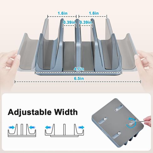 JARLINK 4-in-1 Adjustable Vertical Laptop Stand, Aluminum Holder, Silver in Kuwait