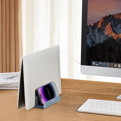 JARLINK 4-in-1 Adjustable Vertical Laptop Stand, Aluminum Holder, Silver in Kuwait