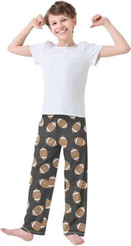 Pfrewn Boys Pajama Pants American Football Ball Lounge Pants Super Soft Pajama Bottoms with Pockets, L in Saudi Arabia