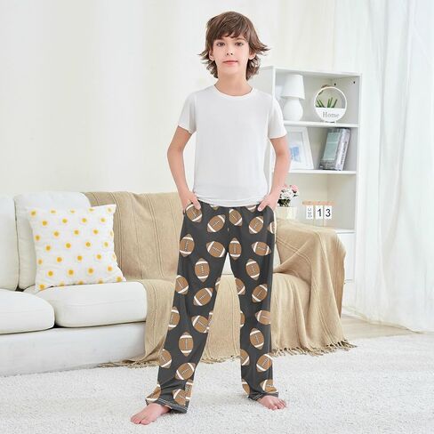 Pfrewn Boys Pajama Pants American Football Ball Lounge Pants Super Soft Pajama Bottoms with Pockets, L in Saudi Arabia