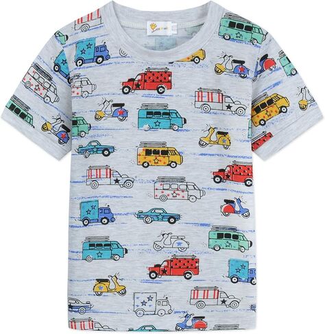 Little Hand Toddler Boys Pajamas Fire Truck 100% Cotton Kids Summer Short Sets Dinosaur Pajama Airplane PJS Set 2-7 T in Kuwait