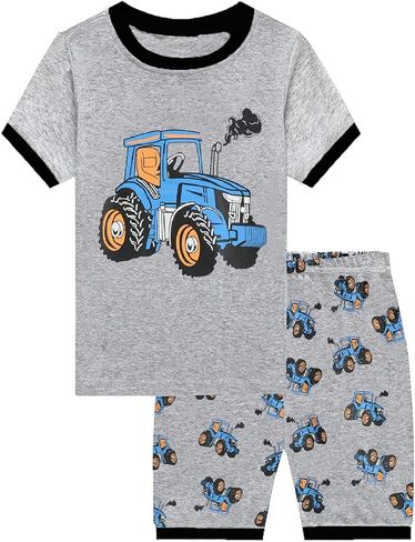 Little Hand Toddler Boys Pajamas Fire Truck 100% Cotton Kids Summer Short Sets Dinosaur Pajama Airplane PJS Set 2-7 T in Kuwait