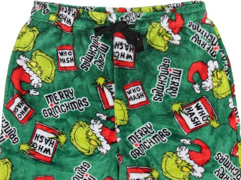 Dr. Seuss The Grinch Men's Merry Grinchmas Who Hash Adult Luxury Plush Lounge Sleep Pajama Pants with Elastic Waistband in Saudi Arabia
