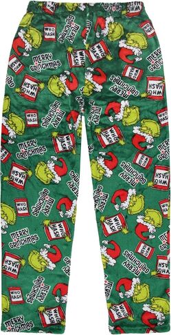 Dr. Seuss The Grinch Men's Merry Grinchmas Who Hash Adult Luxury Plush Lounge Sleep Pajama Pants with Elastic Waistband in Saudi Arabia