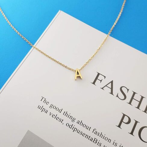 MOMOL Tiny Initial Necklace 18K Gold Plated Small Letter Necklace Personalized Name Necklace for Women in Kuwait