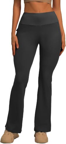 YOAKUKA Butt Lifting Flared Leggings for Women with Flap Pockets Tummy Control Compression Workout Yoga Pants in Saudi Arabia