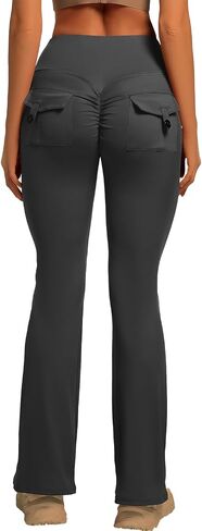 YOAKUKA Butt Lifting Flared Leggings for Women with Flap Pockets Tummy Control Compression Workout Yoga Pants in Saudi Arabia