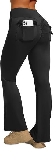 YOAKUKA Butt Lifting Flared Leggings for Women with Flap Pockets Tummy Control Compression Workout Yoga Pants in Saudi Arabia