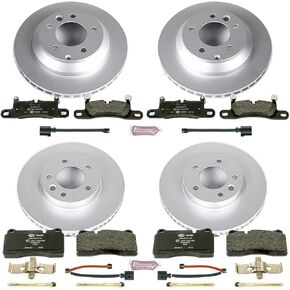 Power Stop ESK6724 Front & Rear Euro-Stop Brake Kit Volkswagen and 2 Front & 2 Rear Sensor Wires For Volkswagen Touareg 2011-2017 [Model Specific]