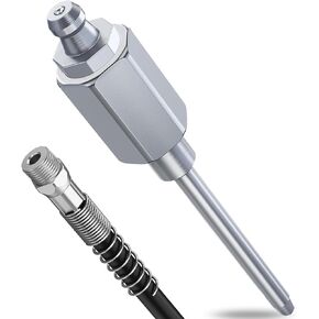 Grease Needle Nozzle, Grease Gun Tips, Grease Fittings Narrow Needle Greaser Dispenser Adapter with 1/8 Inch NPT Threads, plus Grease Gun Hose 12" Extension