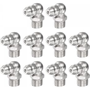 uxcell Nickel-Plated Iron 90 Degree Grease Fitting M6 x 1mm Thread Hydraulic Grease Fitting Accessories, 10Pcs