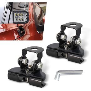 2 PCS Car Hood Light Bar Non-Destructive Fixing Bracket, 2.16 " x 1.3 " Metal Stable Structure Waterproof Adjustable LED Work Light Base Bracket Column Mounting Bracket, for Cars (Black)