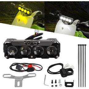 AUTOVIC Dirt Bike Light Bar Kit, 2 Modes White Light & Amber Light Front Lamp Lights Spot/Flood Light Pods Combo Kit Universal for Kawasaki Honda Yamaha Suzuki Ski-D oo G4 Dirt Bike Parts