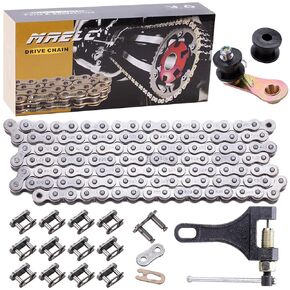 420 102 Links Chain & Heavy Duty Chain Roller Tensioner Combo for 50cc-140cc Dirt Bikes, Pit Bikes, ATVs, Go Karts - CRF50, XR50, PW80, SSR, Tao Tao, Coolster, Kazuma, Baja, Ice Bear, Lifan & More