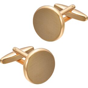 Brushed Gold Cufflinks For Men Wedding Simple Round Cuff Links Mens Western for Groom