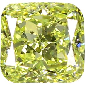 0.31 ct AIG CERTIFIED VS1 CLARITY CUSHION CUT (4 X 3 mm) FANCY GREENISH YELLOW DIAMOND LOOSE STONE