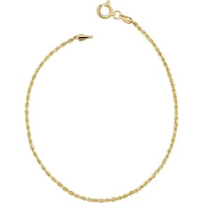 Kooljewelry 10k Yellow Gold Rope Anklet (1.8 mm, 10 inch)